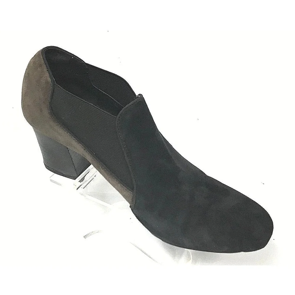 Franco Sarto Womens Black‎ Brown Suede Block Heel Booties Shooties Size 9